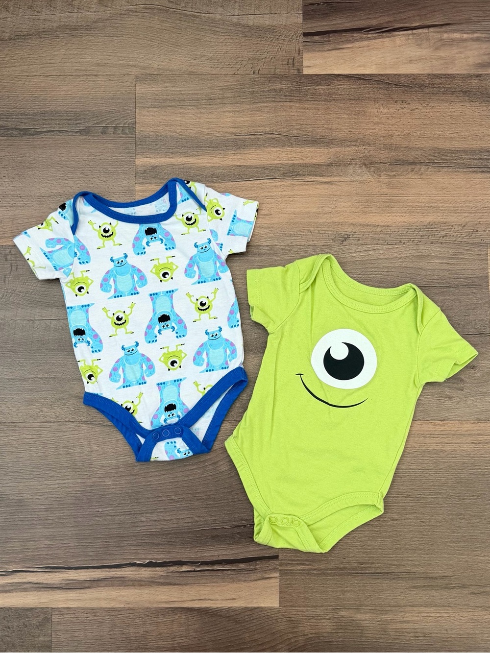 Disney Baby Monsters Inc. Sulley & Mike Wazowski Bodysuit Set Size 3-6 Months